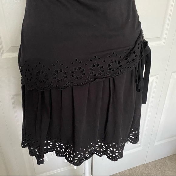 DEREK LAM IO CROSBY Black Sleeveless Cotton Dress with Lace Hem M - Picture 9 of 16